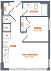 Legacy West End A14A One Bedroom One Bathroom Floor Plan